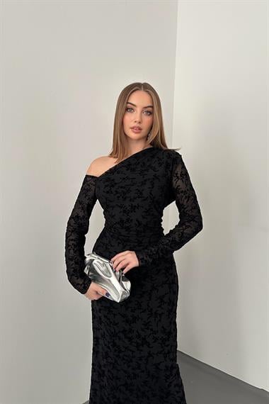 Siyah Transparan Elbise