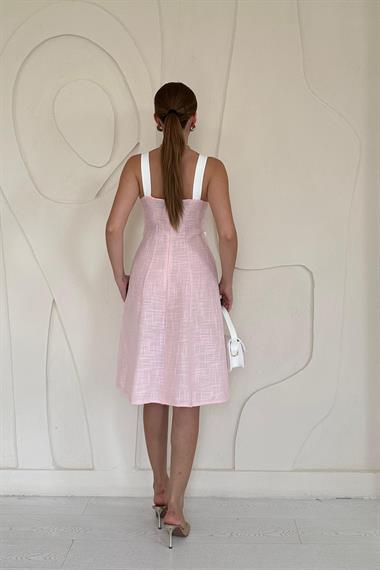 Pudra Süs Cepli Askılı Elbise