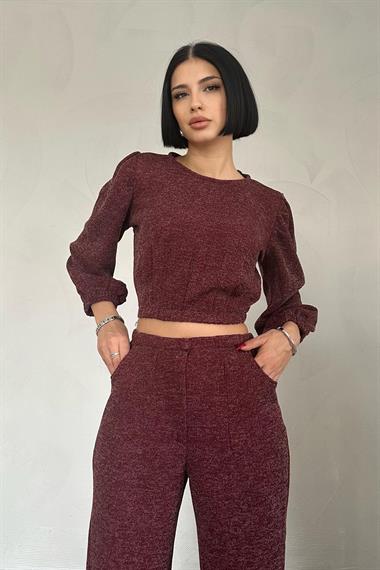 Bordo Sweat ve Pantolon Eşofman Takım