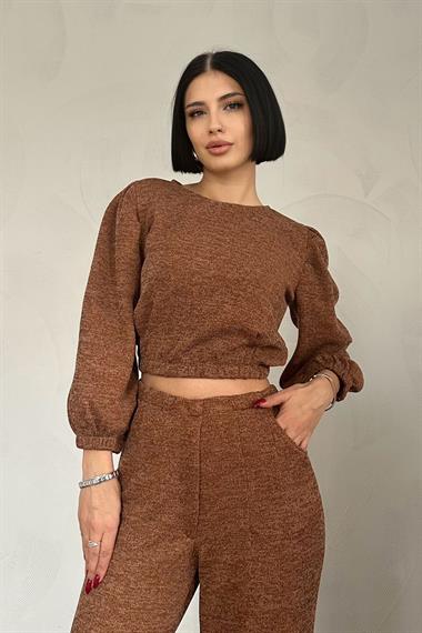 Kahverengi Sweat ve Pantolon Eşofman Takım