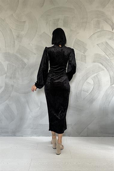 Taşlı Büzgülü Elbise