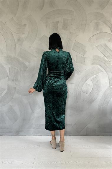 Taşlı Büzgülü Elbise