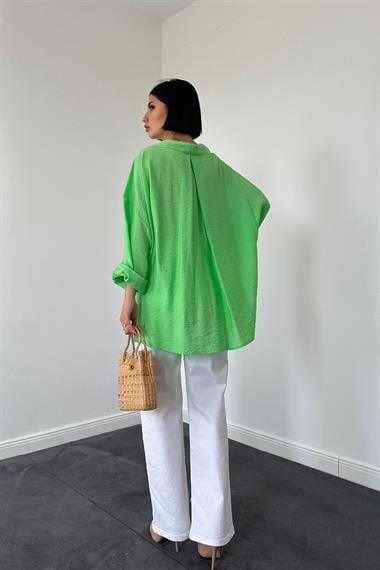 Yeşil Tek Cepli Bedensiz Cruz Gömlek
