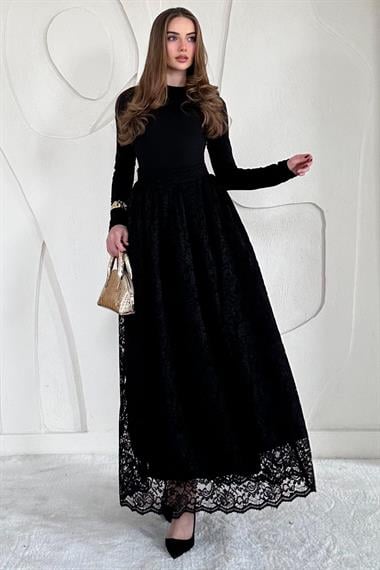 Uzun Dantelli Kloş Etek
