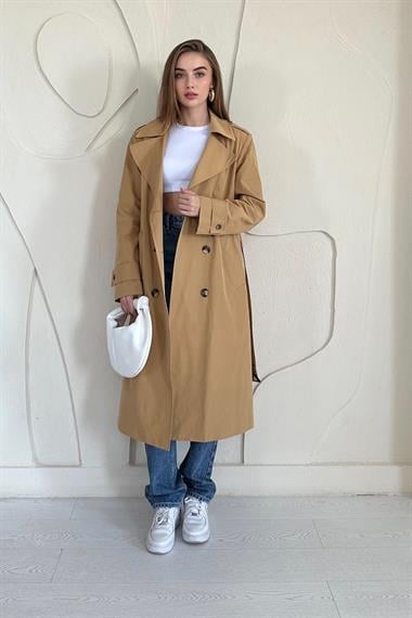 Camel Uzun Kemerli Trençkot
