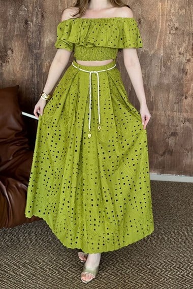Yağ Yeşili Gipe Detaylı Pinterest Takım