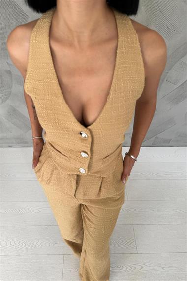 Kamel Yelek ve Pantolon Takım