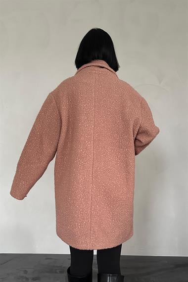 Pudra Düğmeli Yumoş Kaban