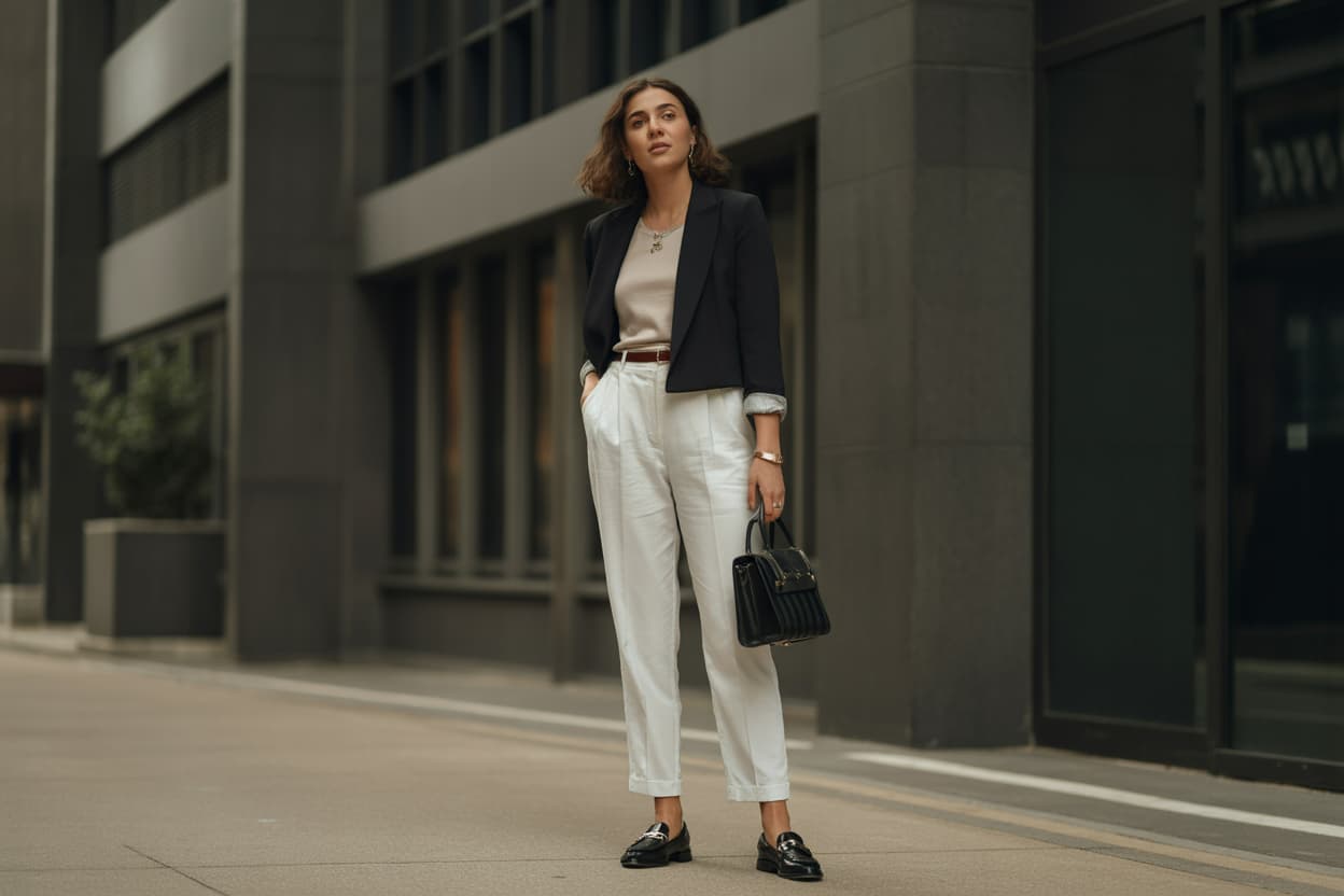 Beyaz Kot Pantolon Kombinleri ile Günlük ve Rahat