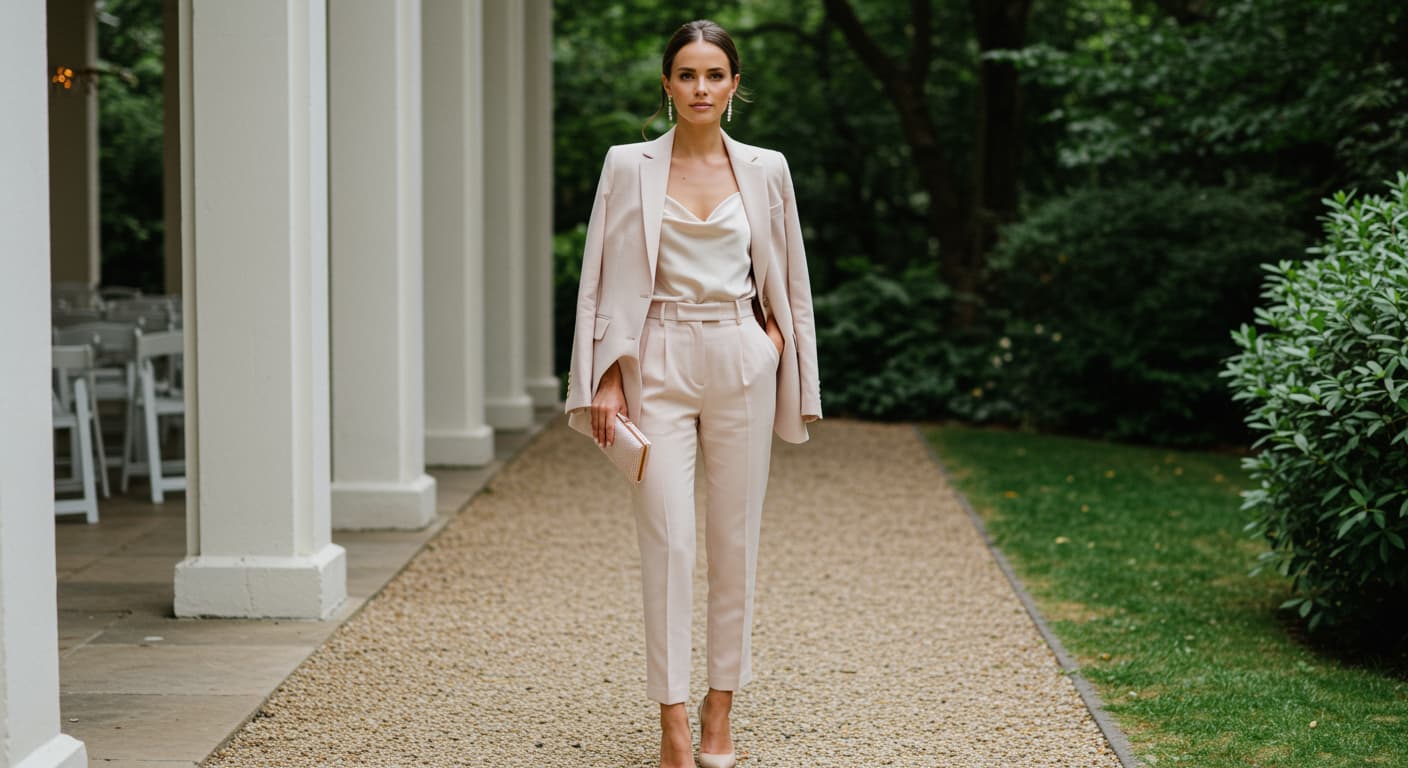 Kadın Düğün İçin Ceket Pantolon Kombinleri