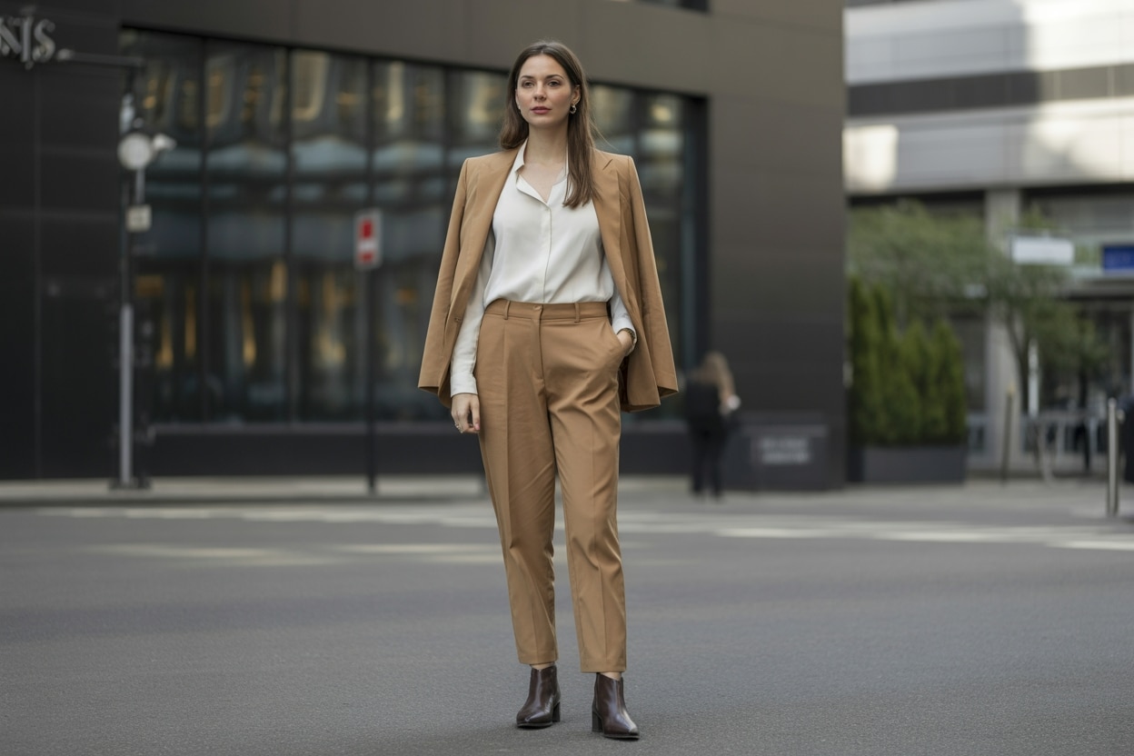 Bej Gabardin Pantolon Kombinleri