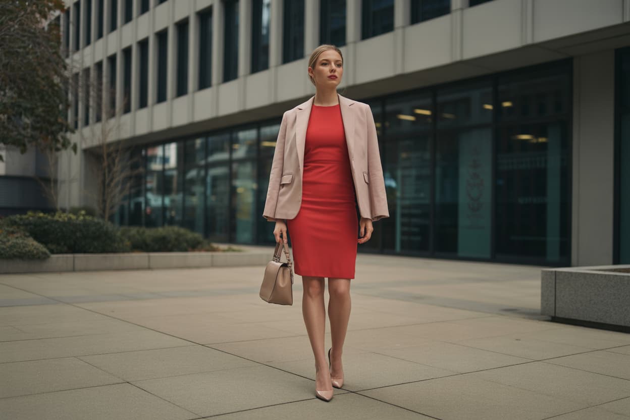 Kırmızı Triko Elbise Kombinleri