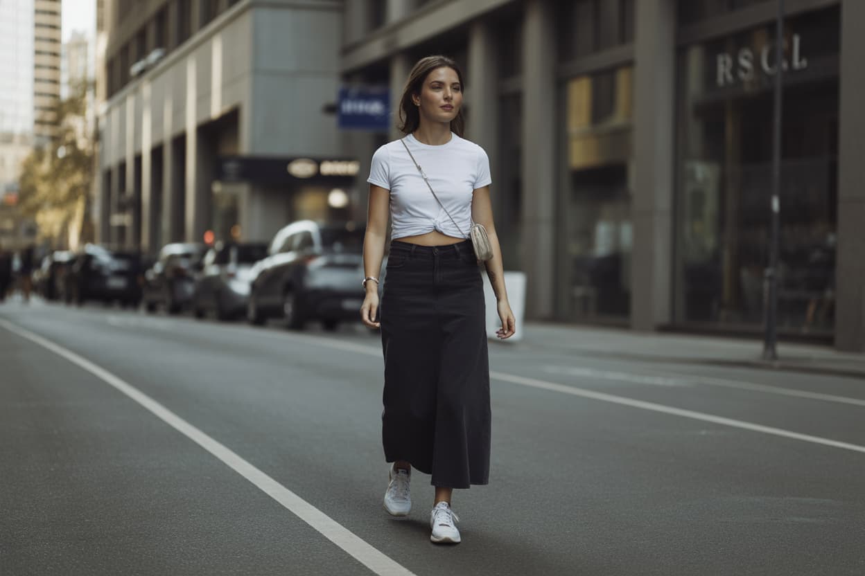 Siyah Uzun Pileli Etek Kombinleri