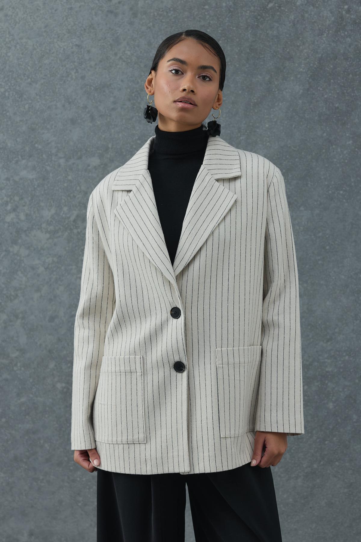 Çizgili Oversize Ceket