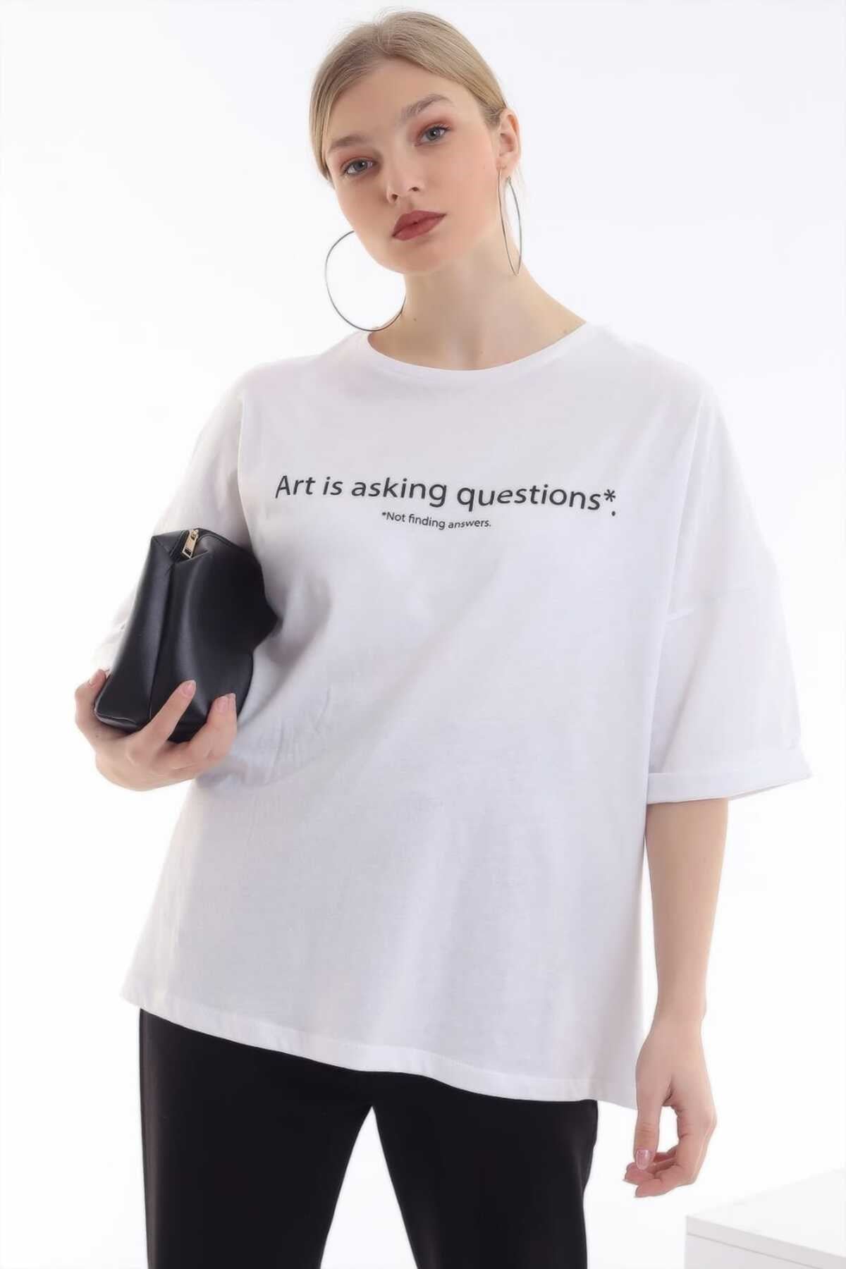 ELBEE Baskılı Casual T-Shirt - Beyaz