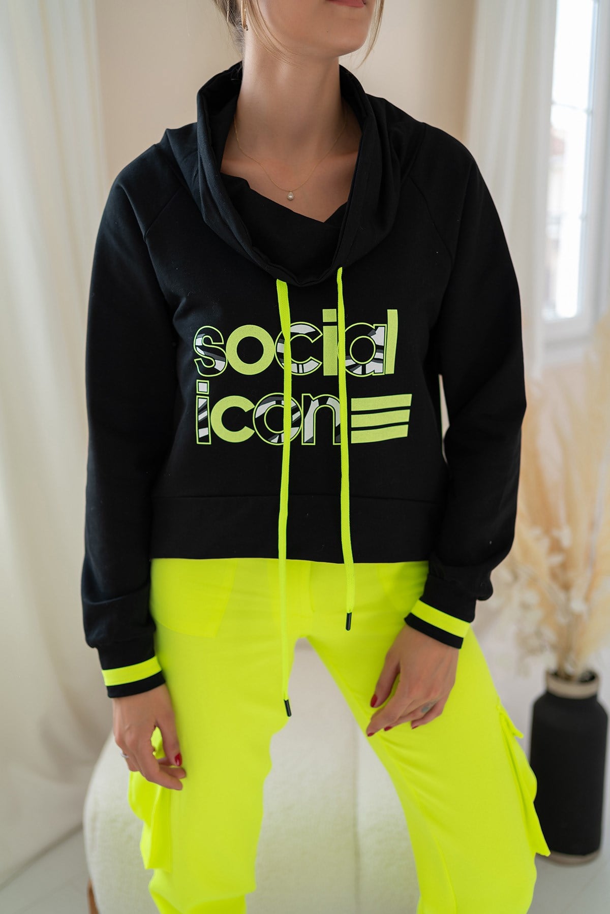 ELBEE Baskılı Sweat ve Kargo Pantolon Eşofman Takım - Yeşil