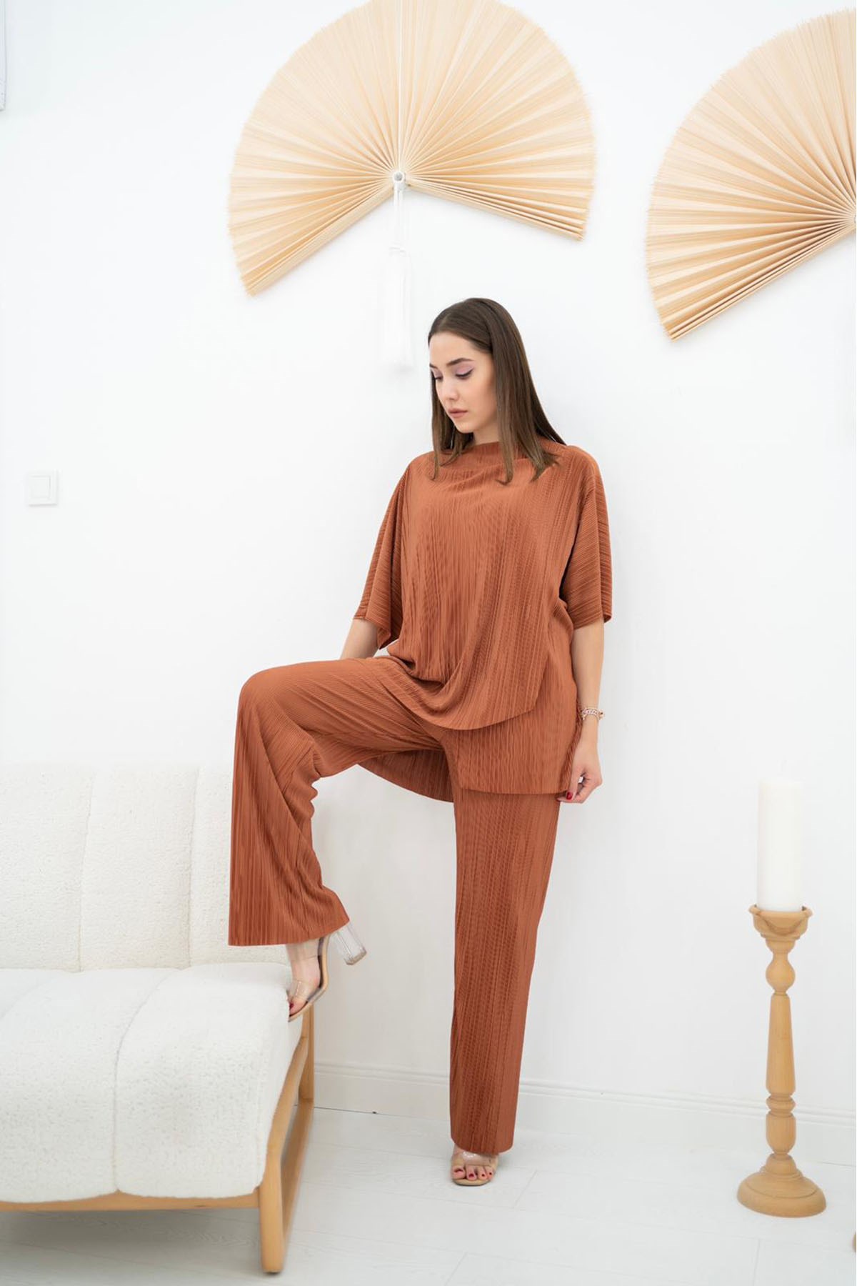 ELBEE Bluz İkili Takım - Taba