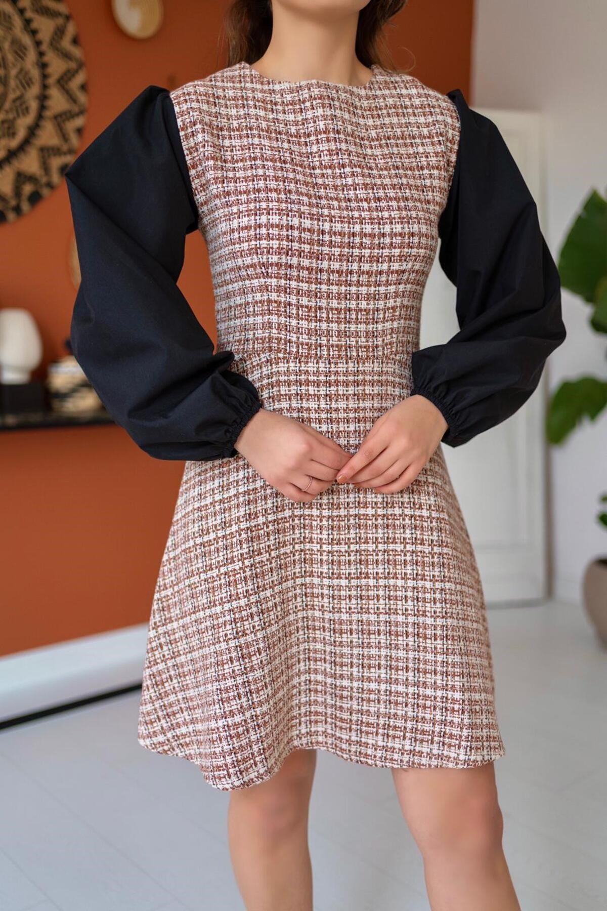 ELBEE Desenli Elbise - Siyah