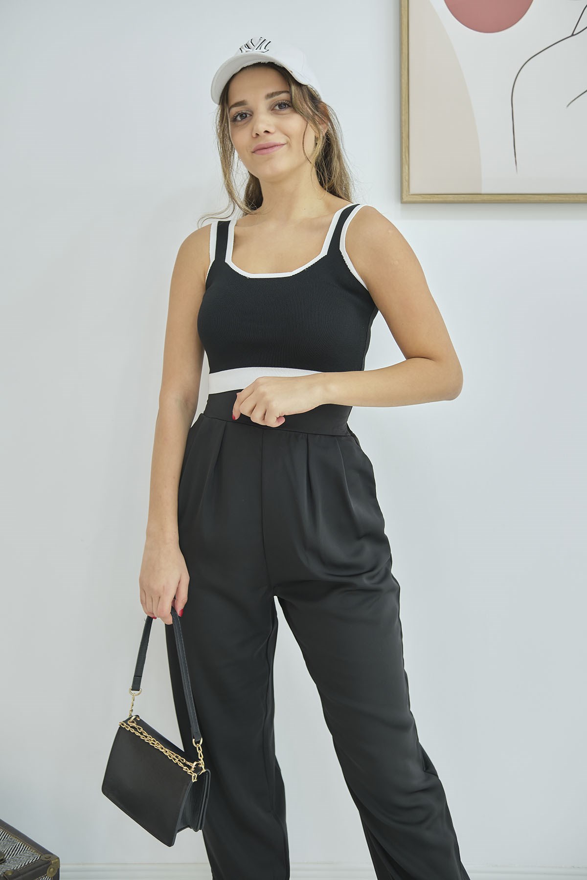 ELBEE Jakarlı Kadın Crop - Siyah