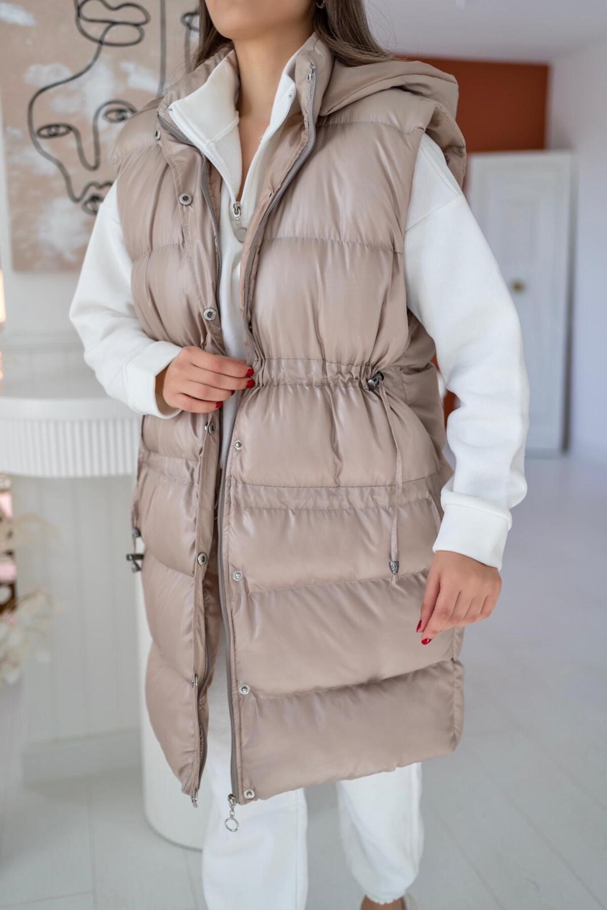 ELBEE Kapüşonlu Şişme Yelek - Taş