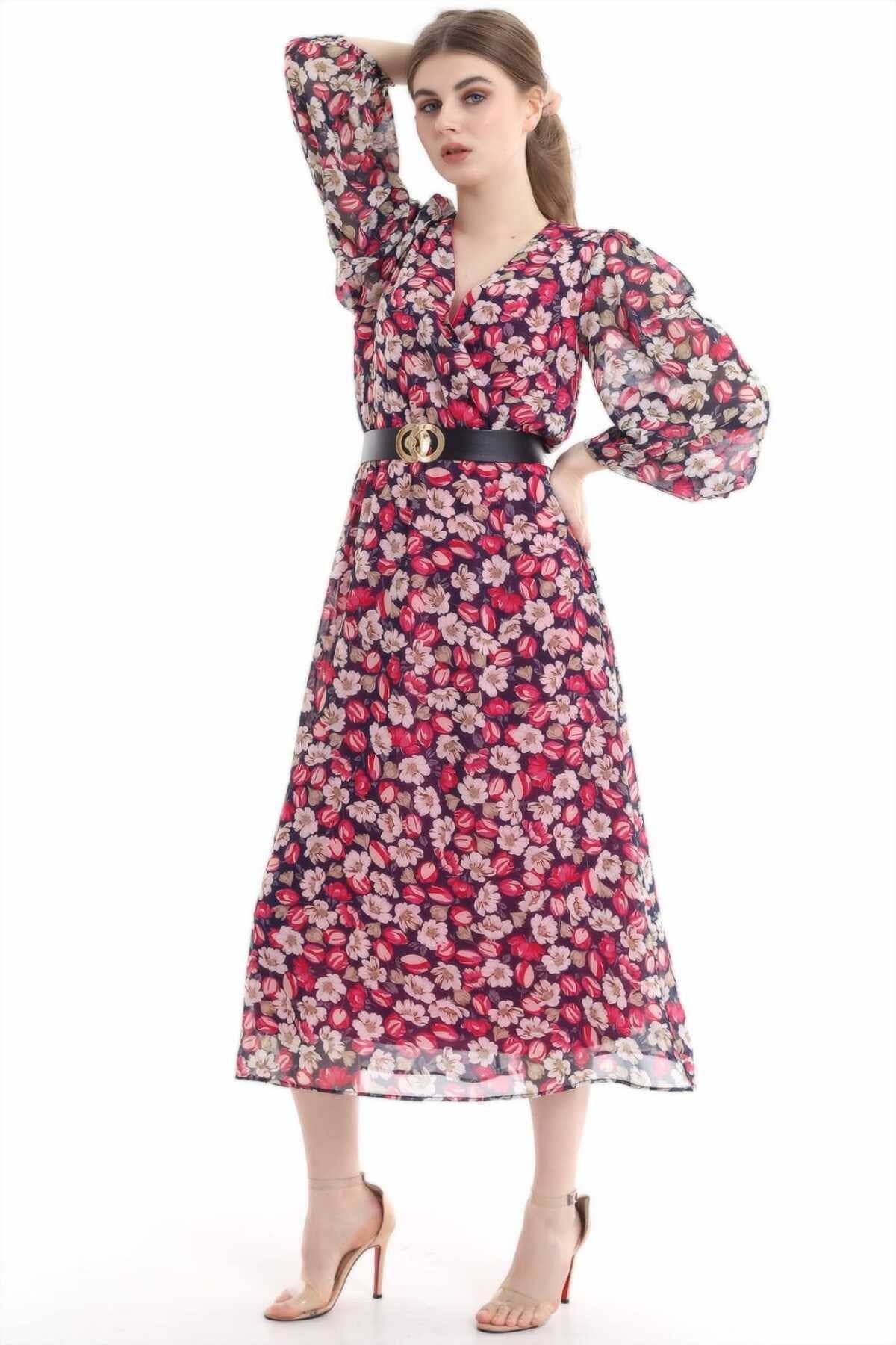 ELBEE Kemerli Elbise - Pudra & Pembe