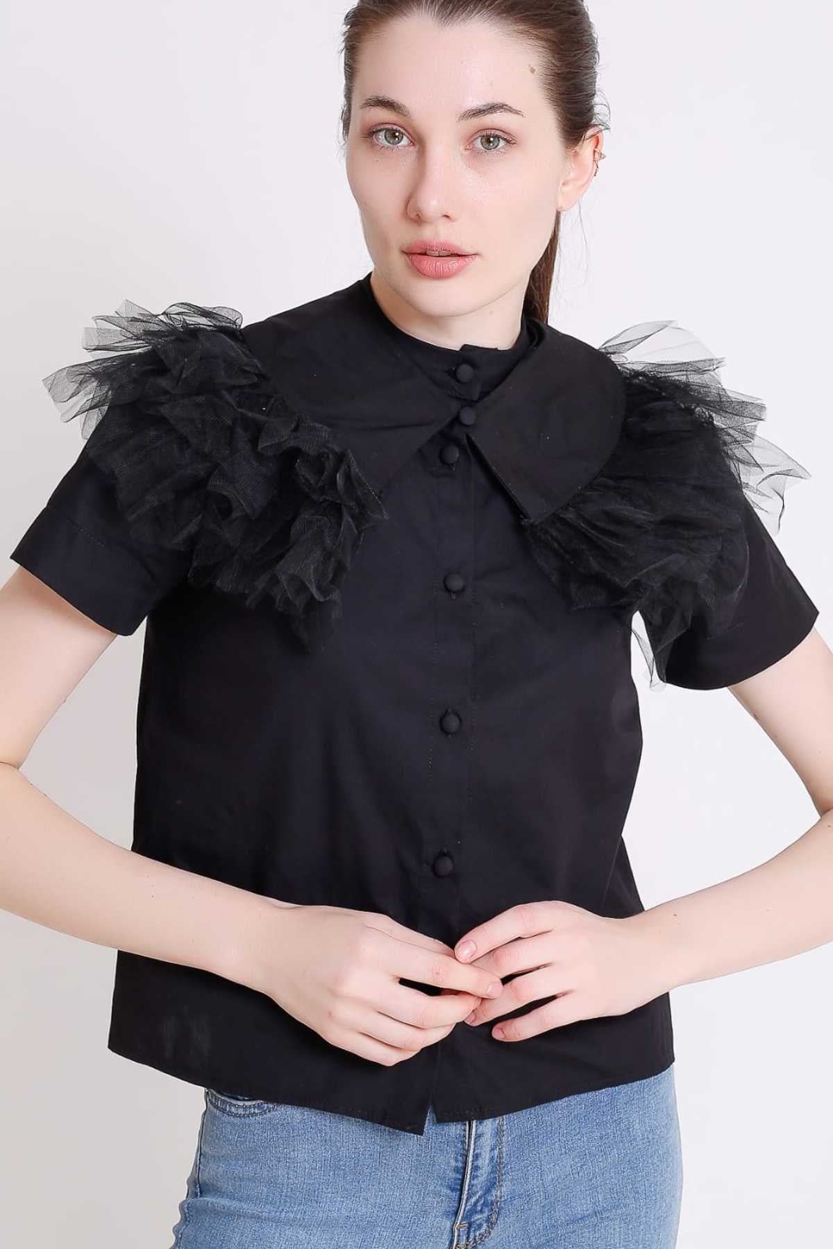 ELBEE Kısa Kollu Gömlek - Siyah