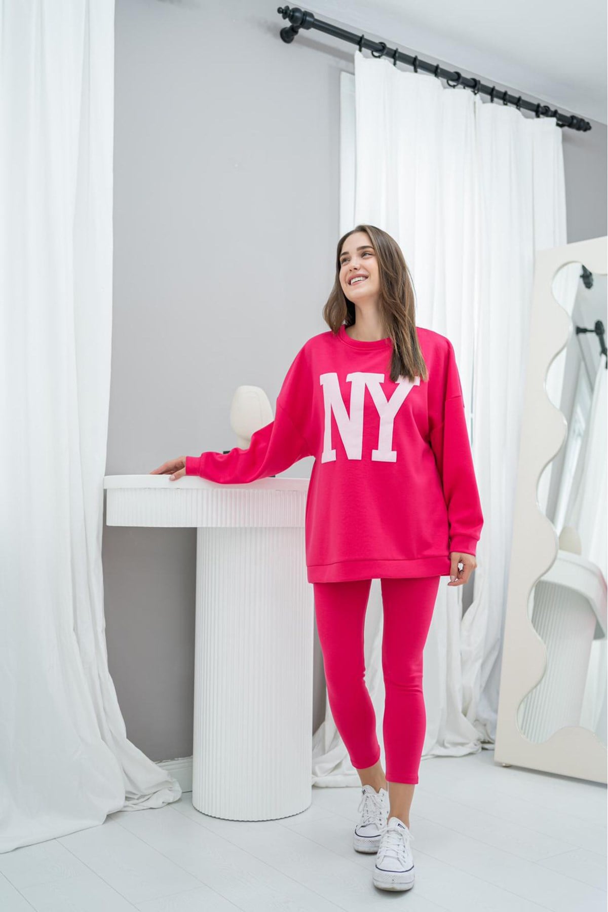 ELBEE NY Baskılı Oysho Takım - Fuşya