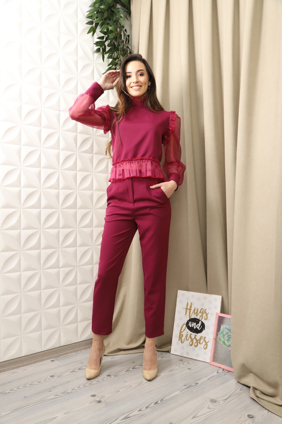 ELBEE Organize Bluz ve Pantolon Takım - Mor