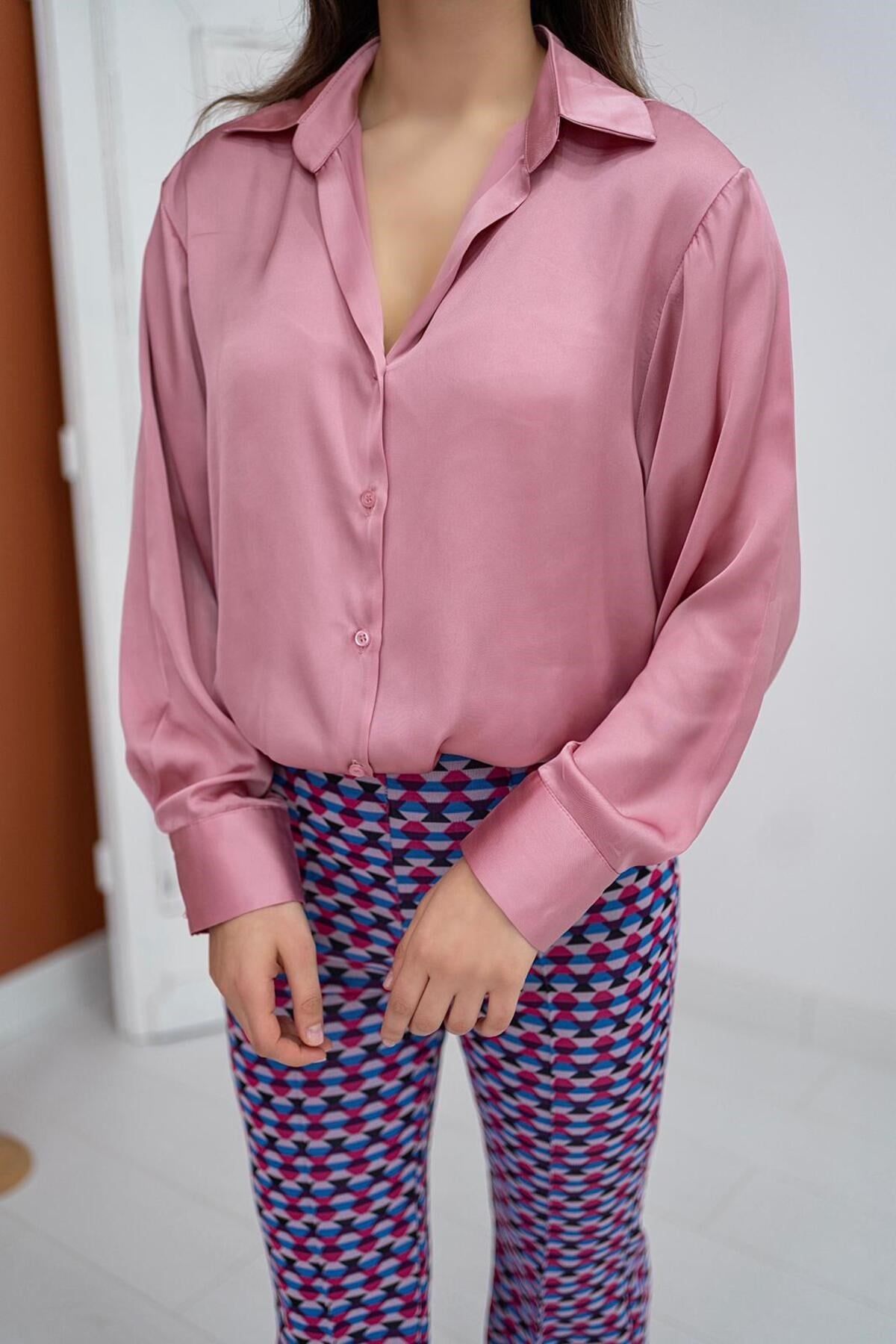 ELBEE Saten Gömlek - Pembe
