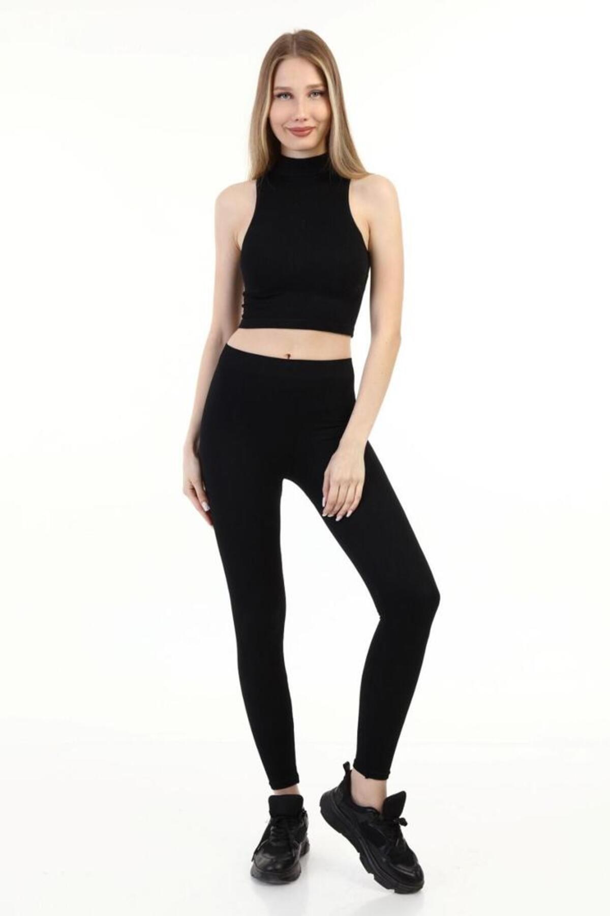 ELBEE Top Crop Tayt Takım - Siyah