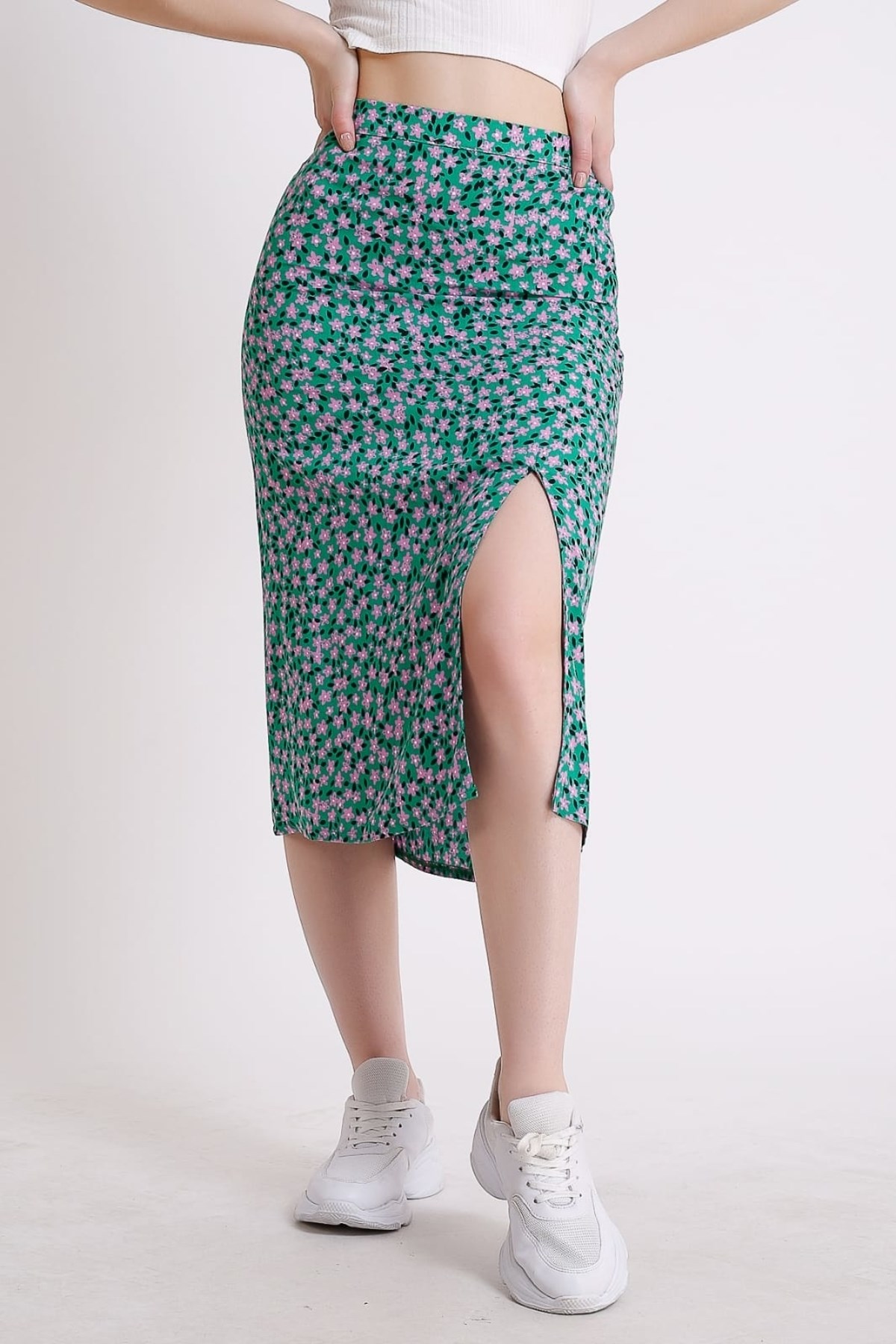 ELBEE Yırtmaçlı Etek - Yeşil