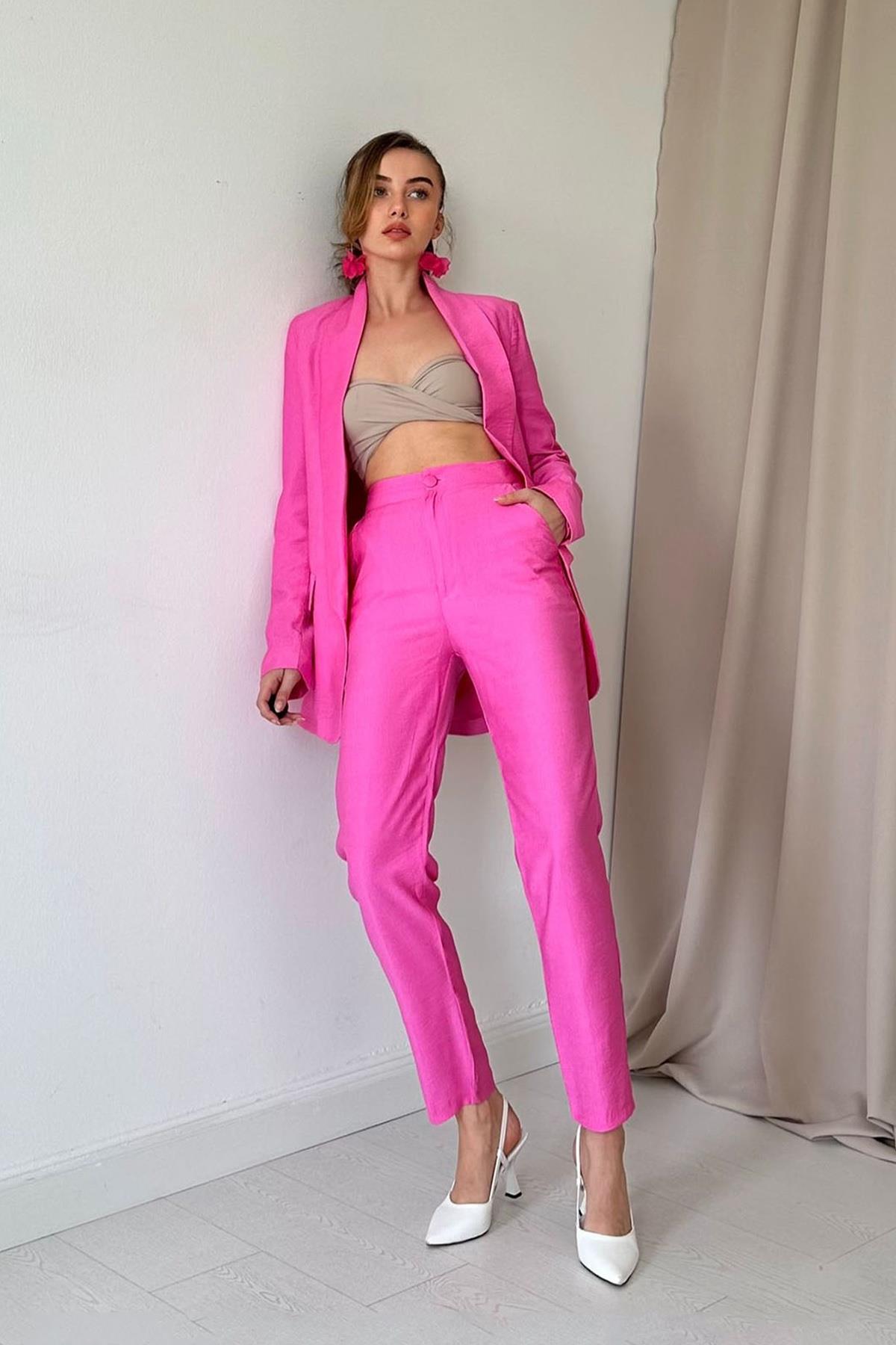 Fit Ceket ve Pantolon Takım - Pembe 6188