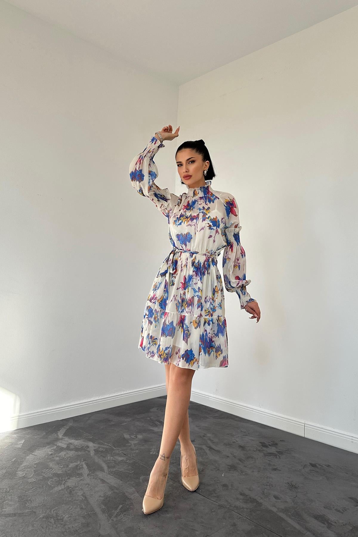 Gipeli Kat Kat Mini Elbise - Bej