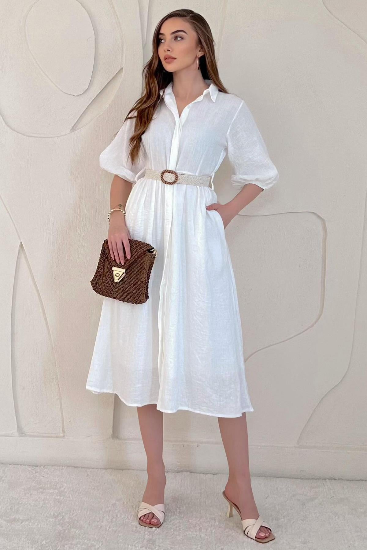 Gizli Pat Yakalı Elbise