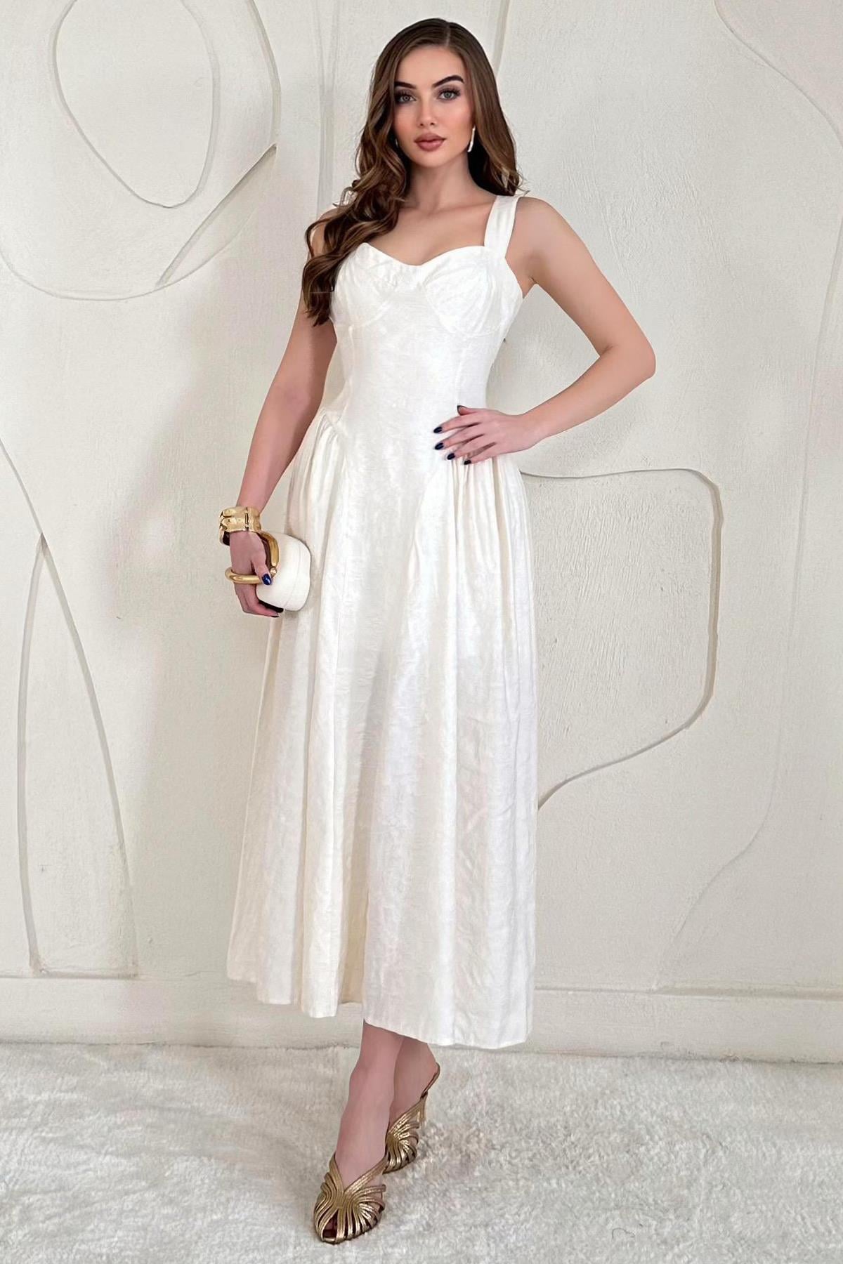 Göğüs Kulplu Kloş Elbise