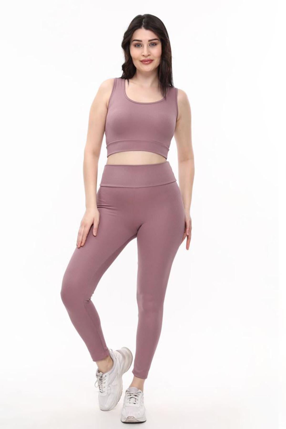 İkili Fit Eşofman Takım - Gül Kurusu