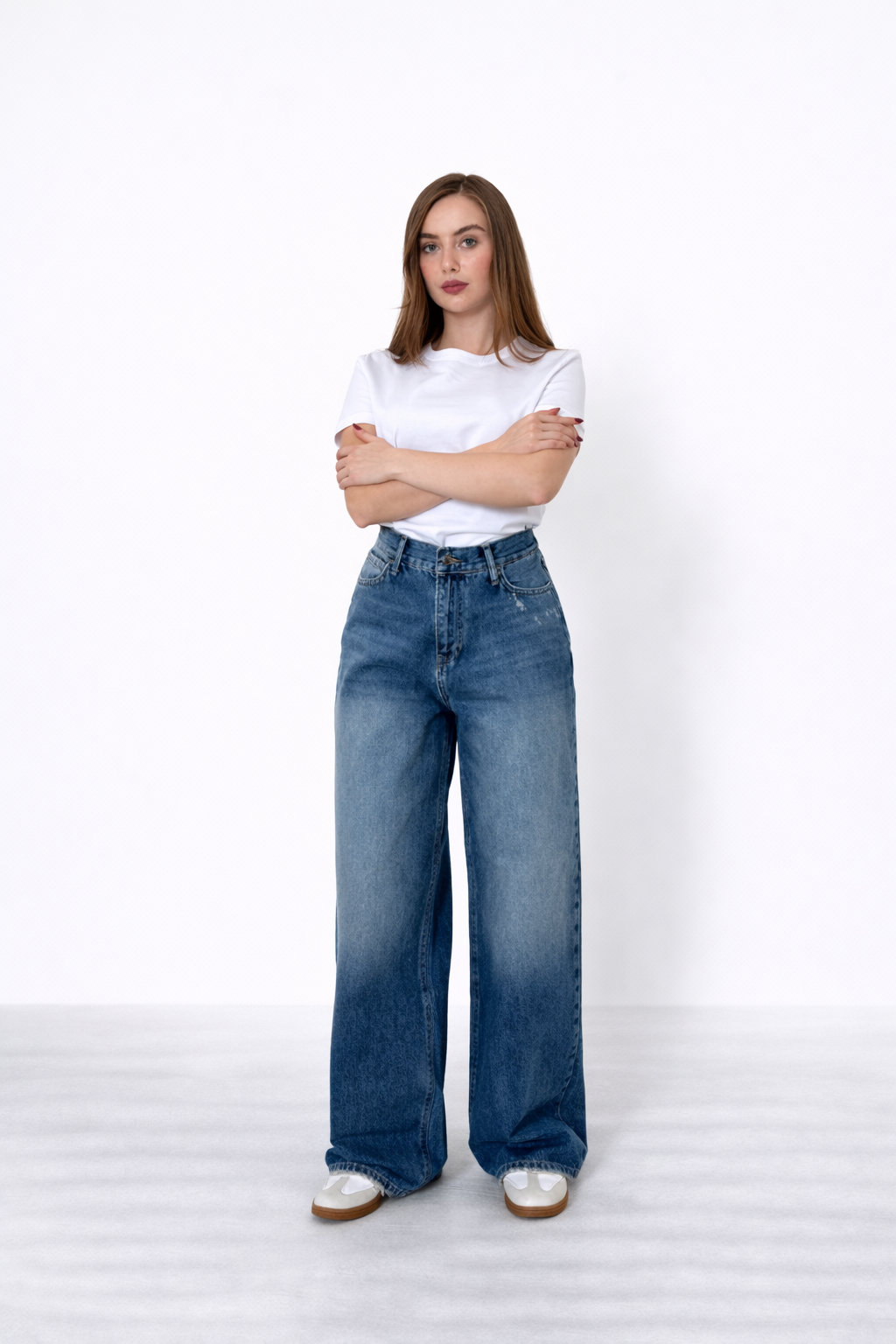 Mavi Geniş Paça Jeans Pantolon