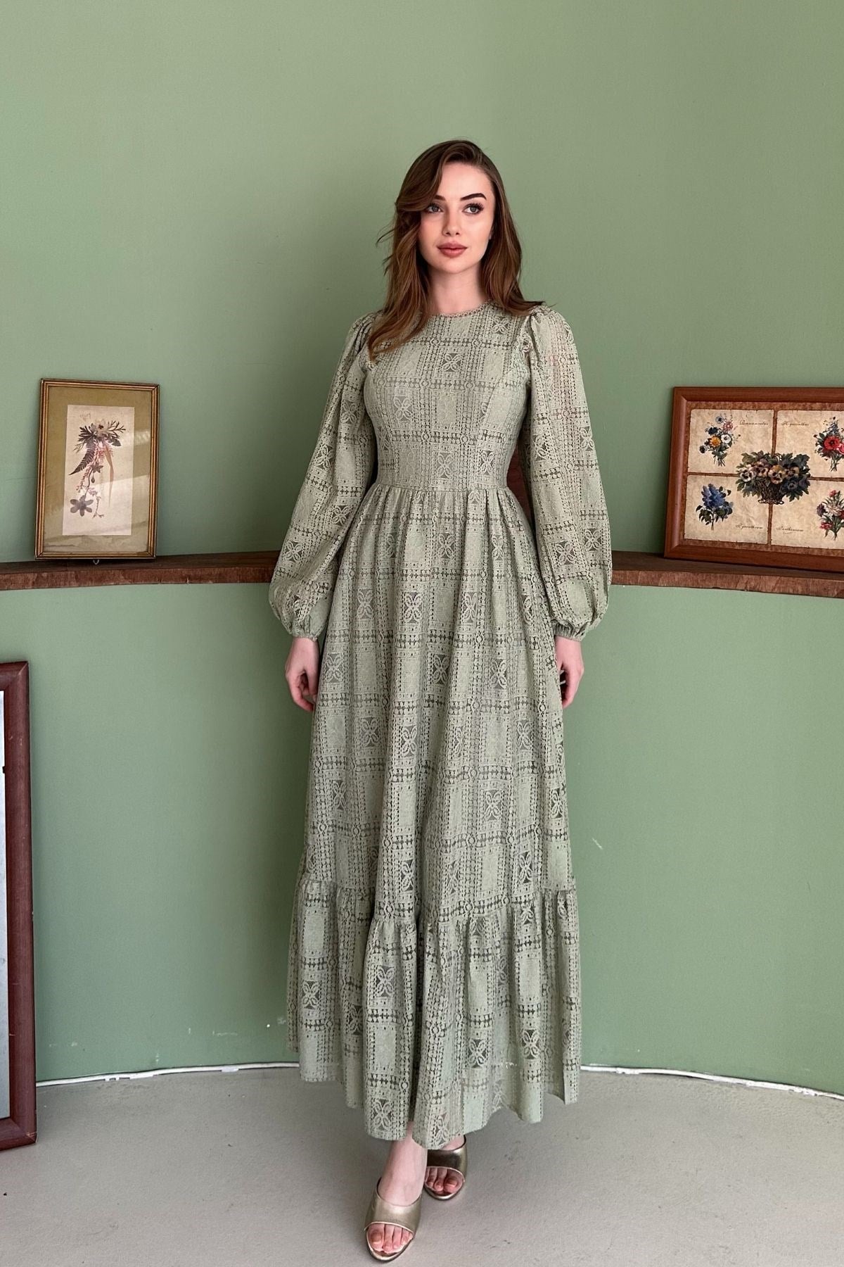 Mint Dantelli Elbise