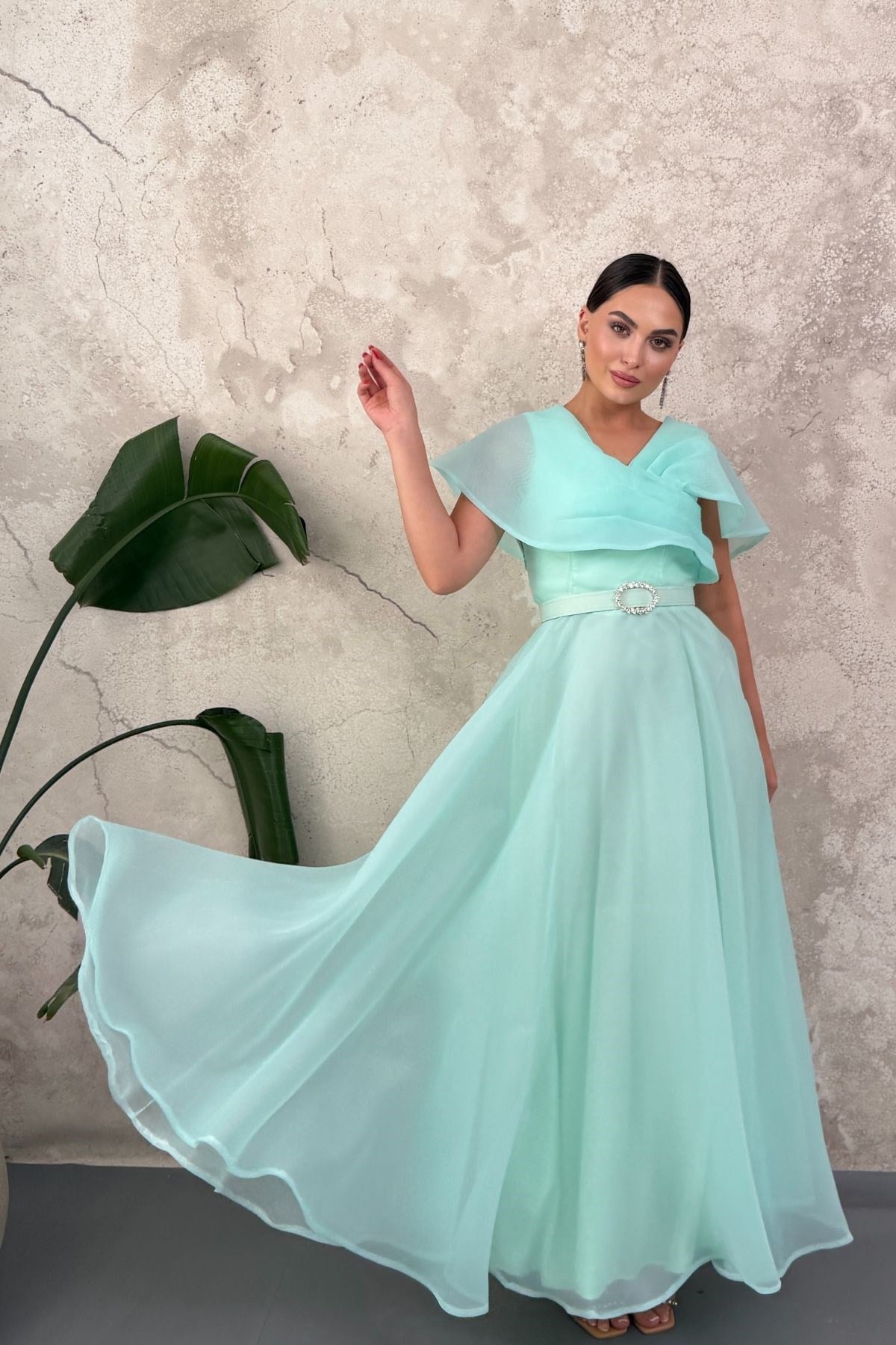 Mint Lavin Organze Elbise