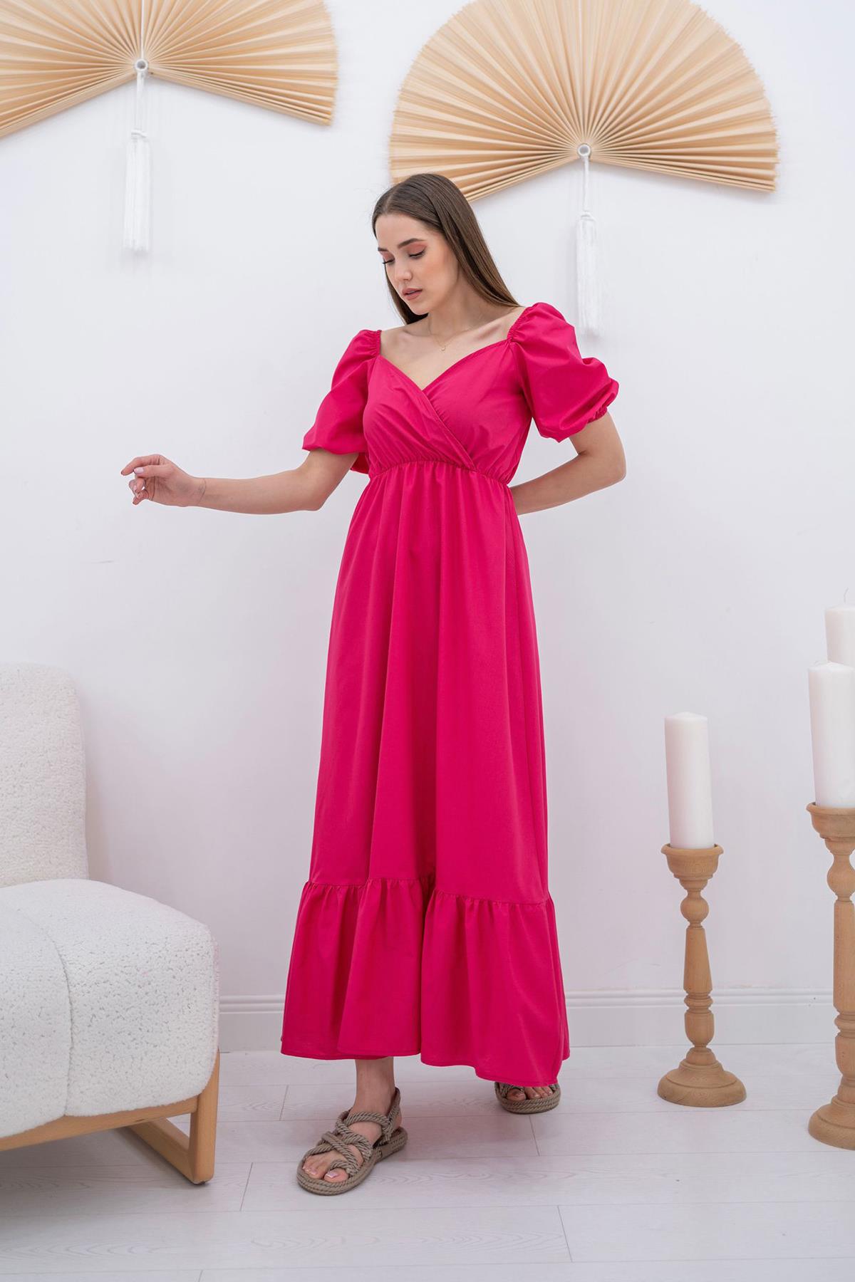 Poplin Elbise - Pembe