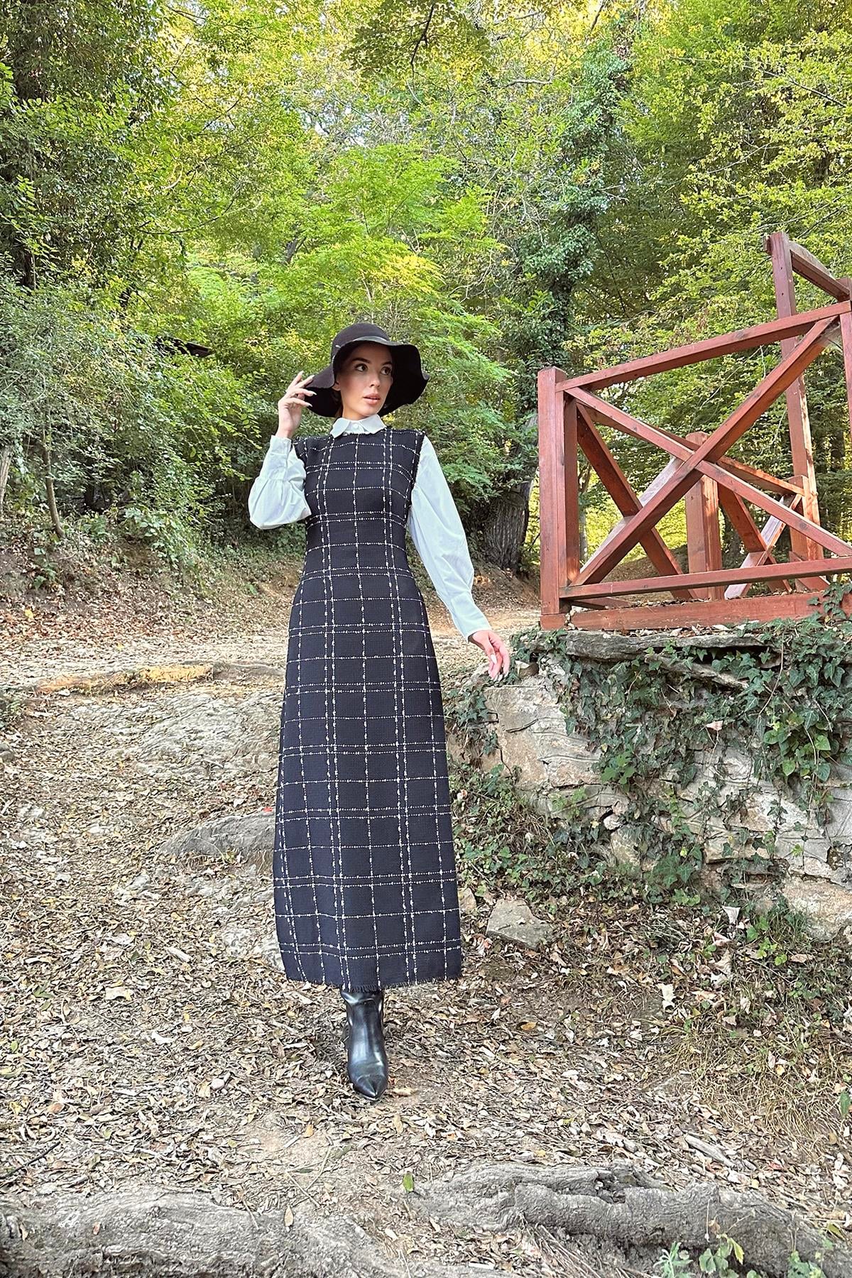 Tüvit Jile Elbise - Siyah