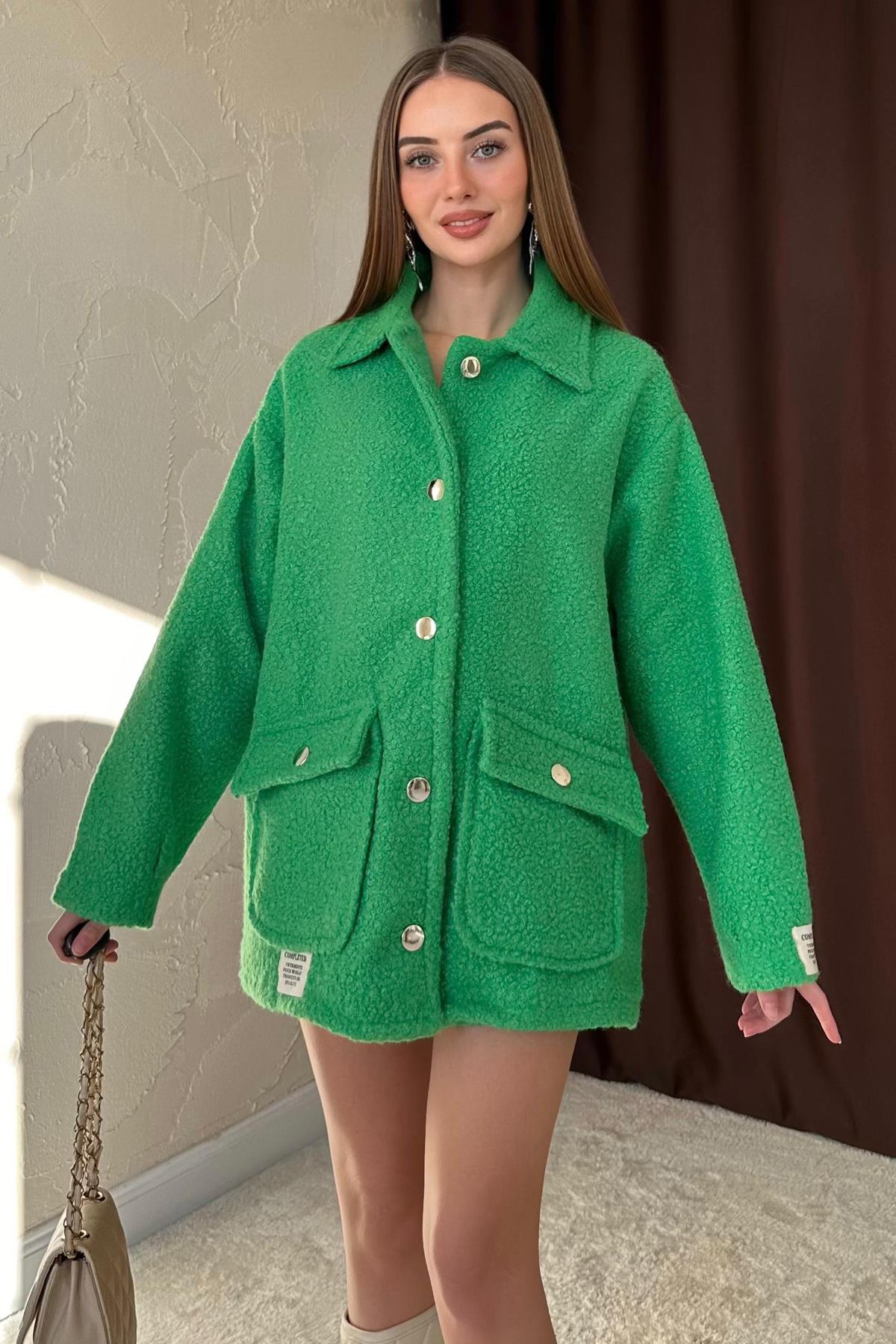 Yeşil Cepli Yumoş Kaban