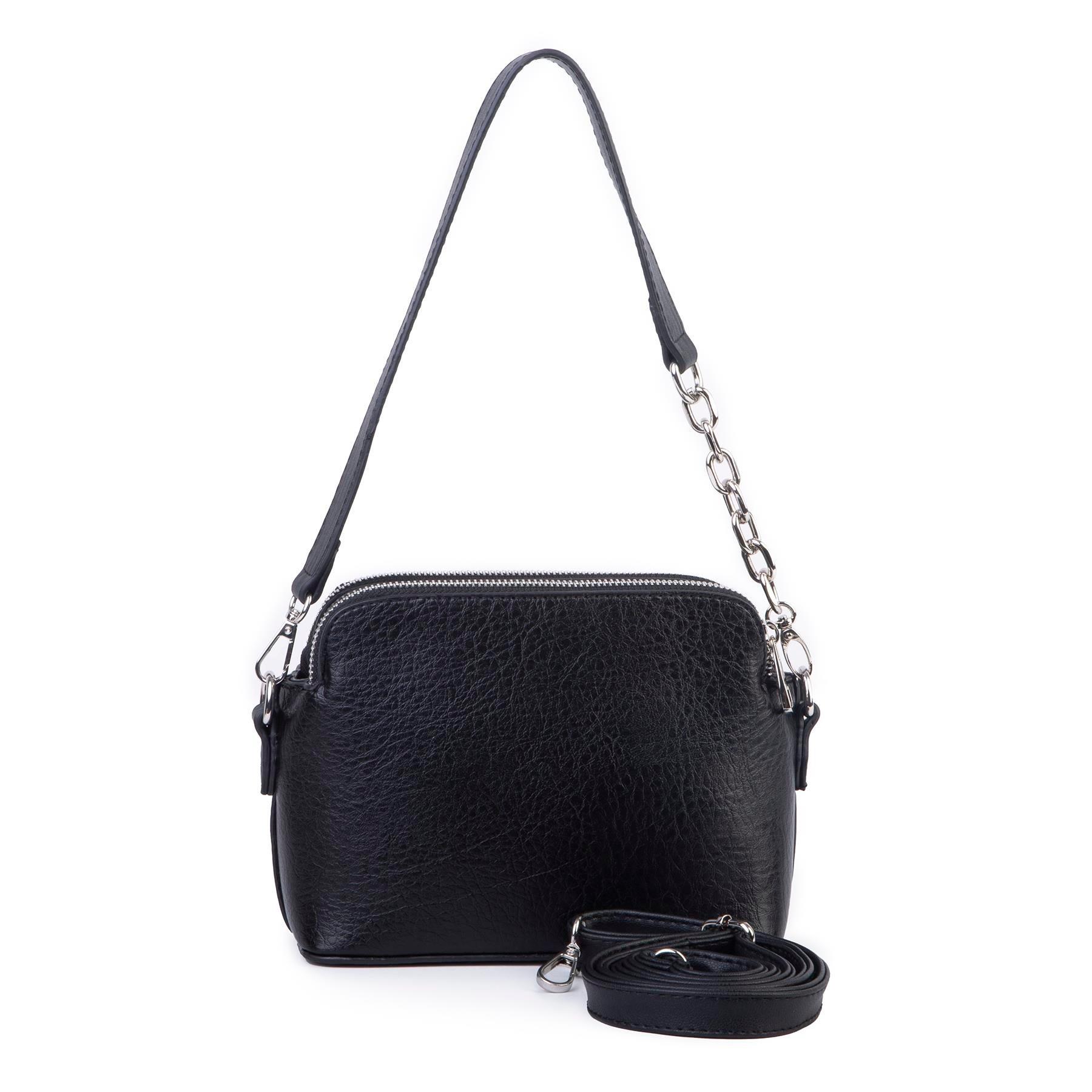 1483 Nas Bag Kadın Omuz ve Çapraz Zincirli ve Uzun Çift Askılı (20x15 cm) Siyah Victoria