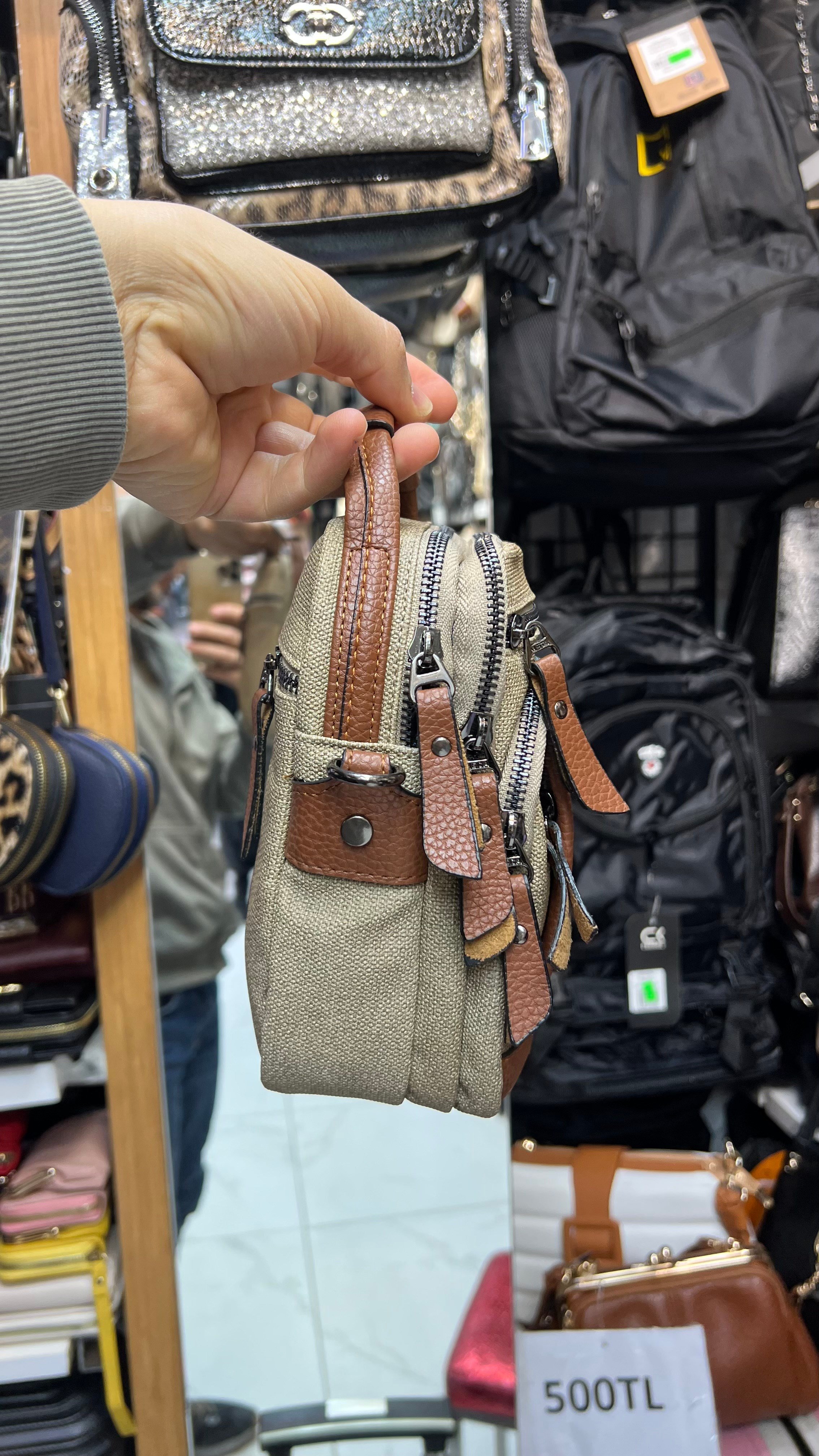 414 erkek el çantası bej taba 