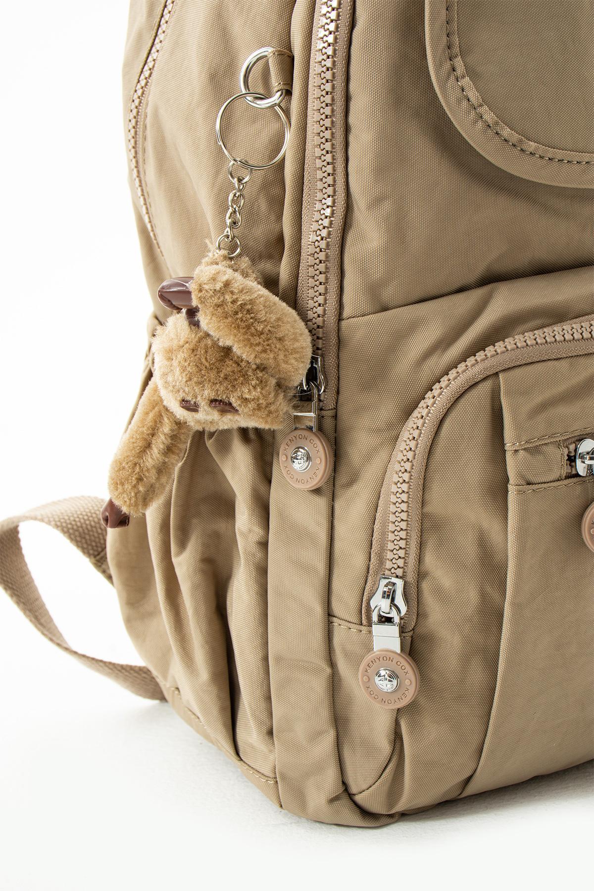 8866 Kenyon Cox Kahve Orta Boy Okul Ve Günlük Krinkıl Kumaş Sırt Çantası 40X30CmDerinlik 15 Cm