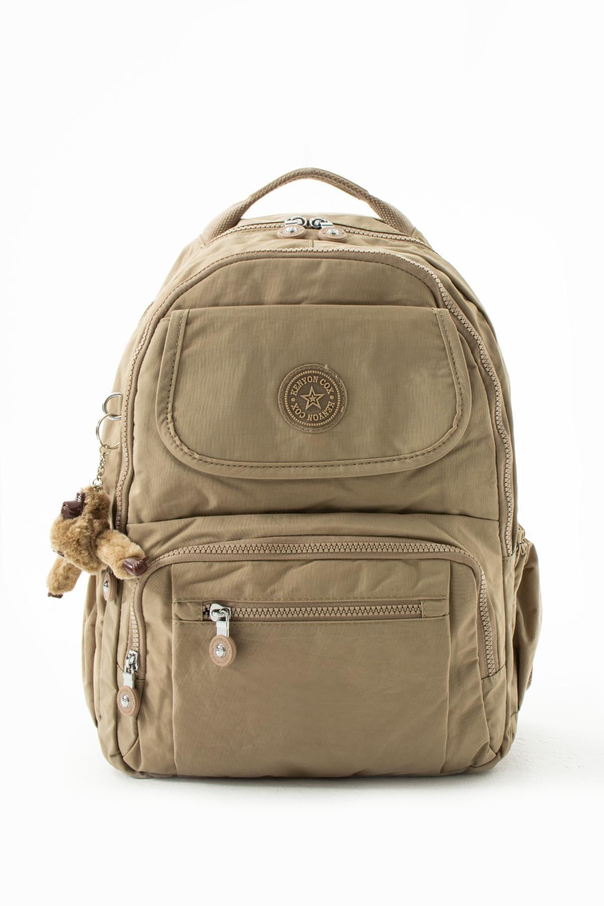 8866 Kenyon Cox Kahve Orta Boy Okul Ve Günlük Krinkıl Kumaş Sırt Çantası 40X30CmDerinlik 15 Cm