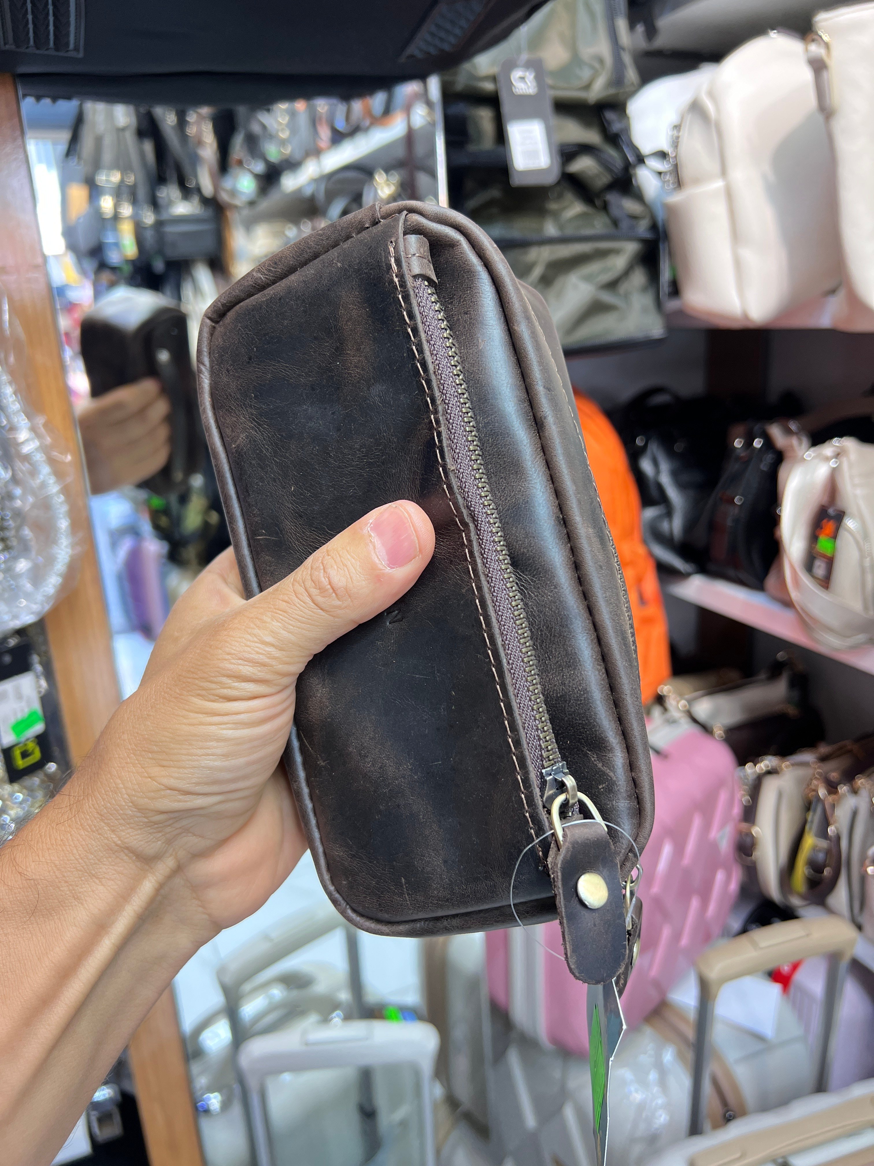 Acı kahve Hakiki deri küçük boy erkek el çantası ebat 20 cm 10 cm Eskitme old deri