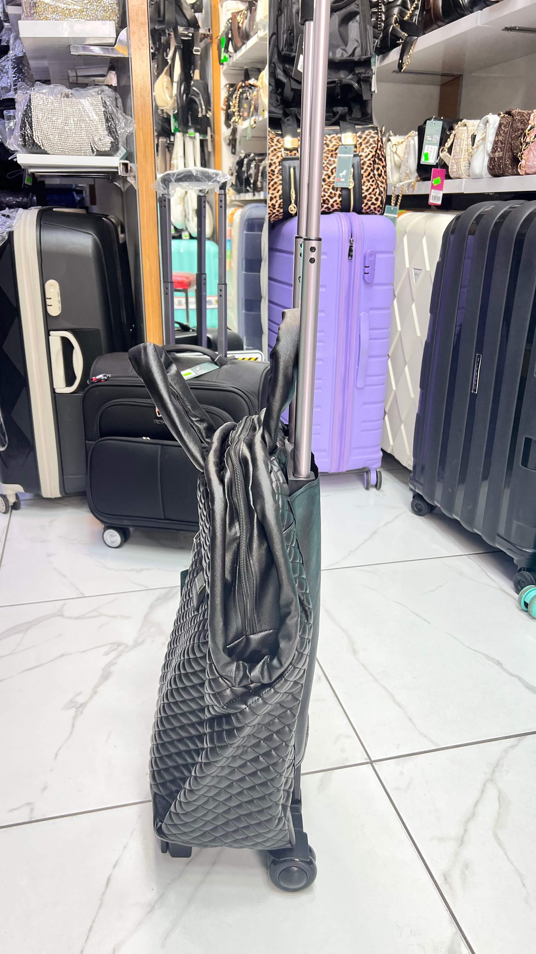 Deri Çekecekli  pazar çantası 55cm35 seyahat çantası 