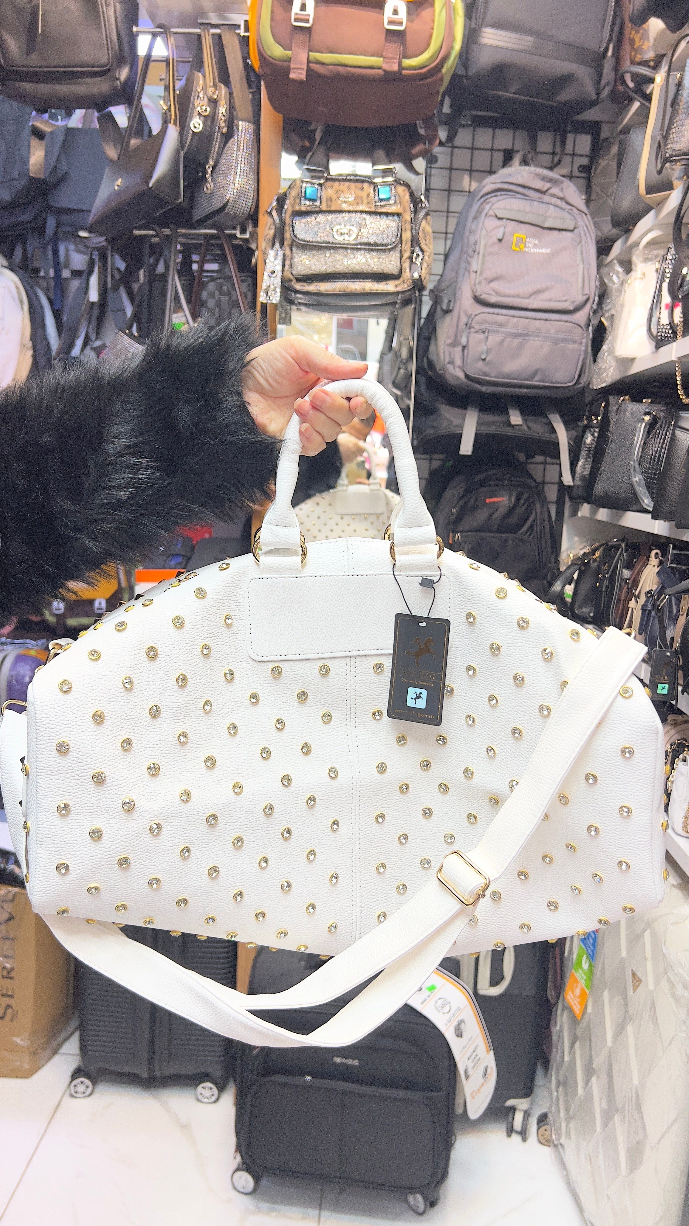 El valizli Zımba Detaylı Kadın El Çantası - 436 BEYAZ NATURAL 45cm15cm25 cm