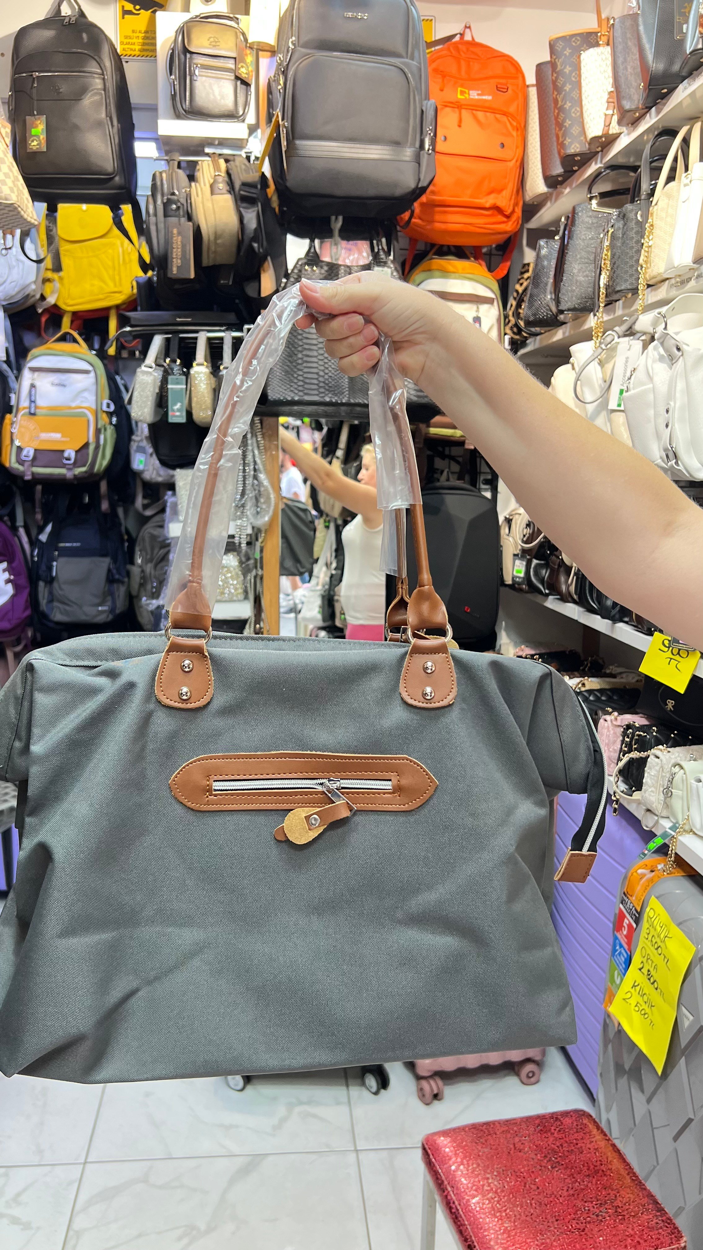 Gri büyük çanta  anne bebek çanta 55cm35cm